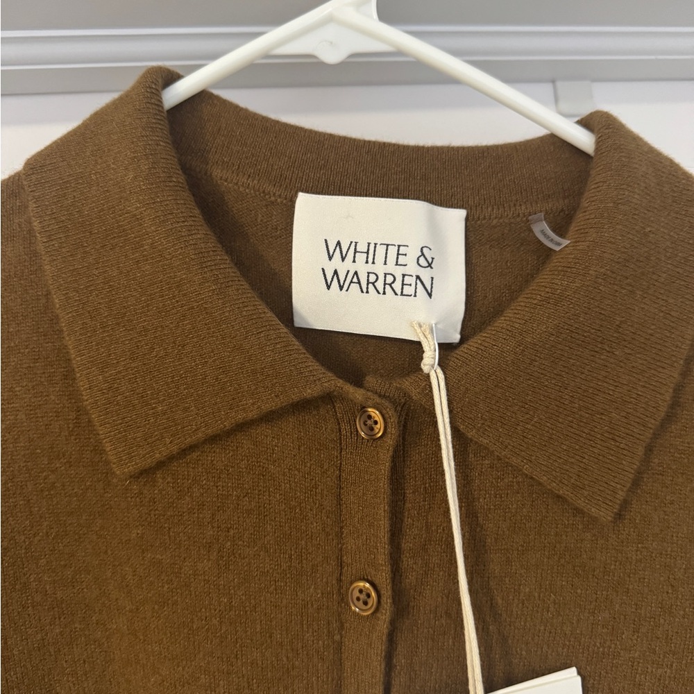 White + Warren Camel Button-Up Sweater - Picture 2 of 4